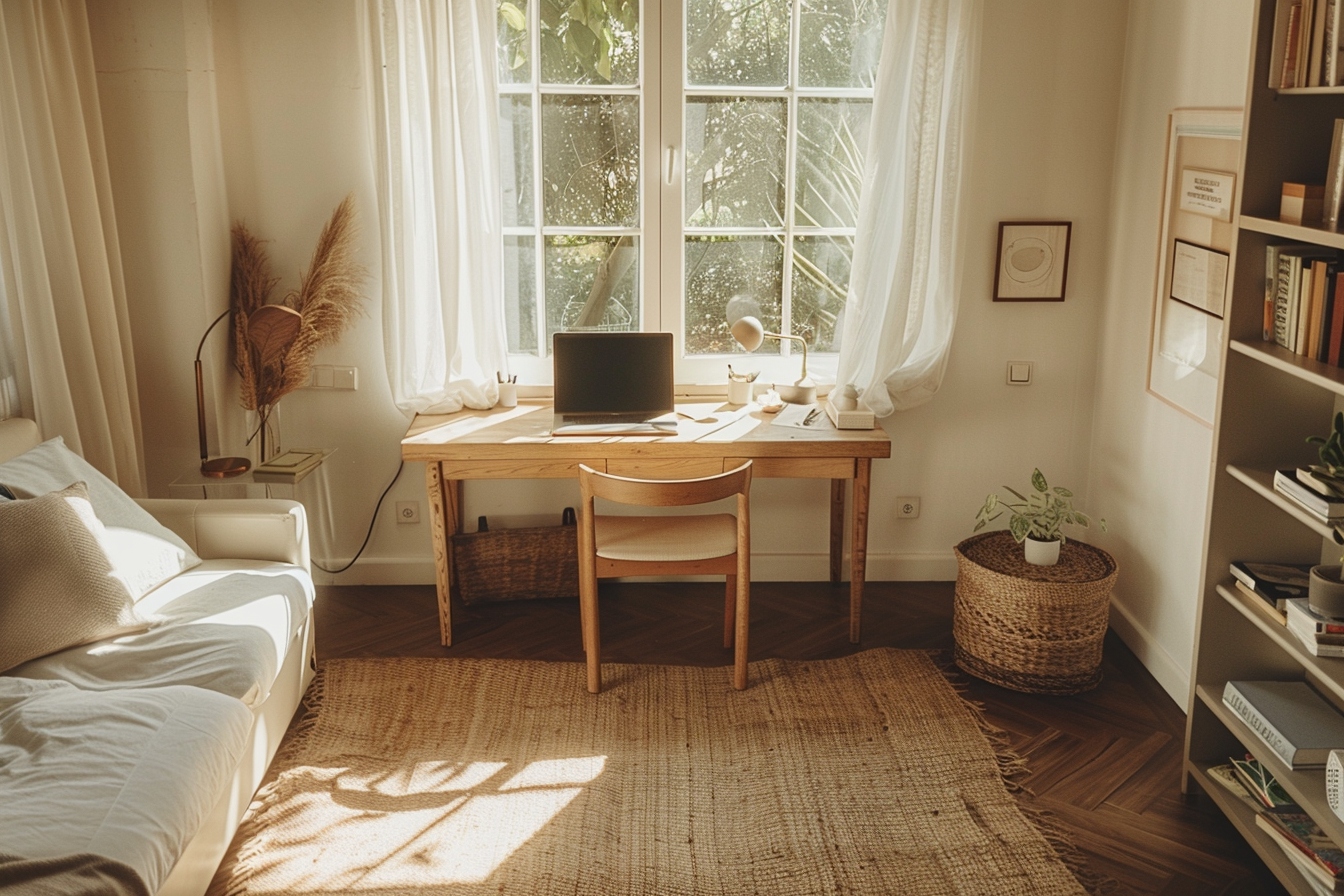 Aménagement d'un coin bureau fonctionnel et minimaliste dans un petit appartement