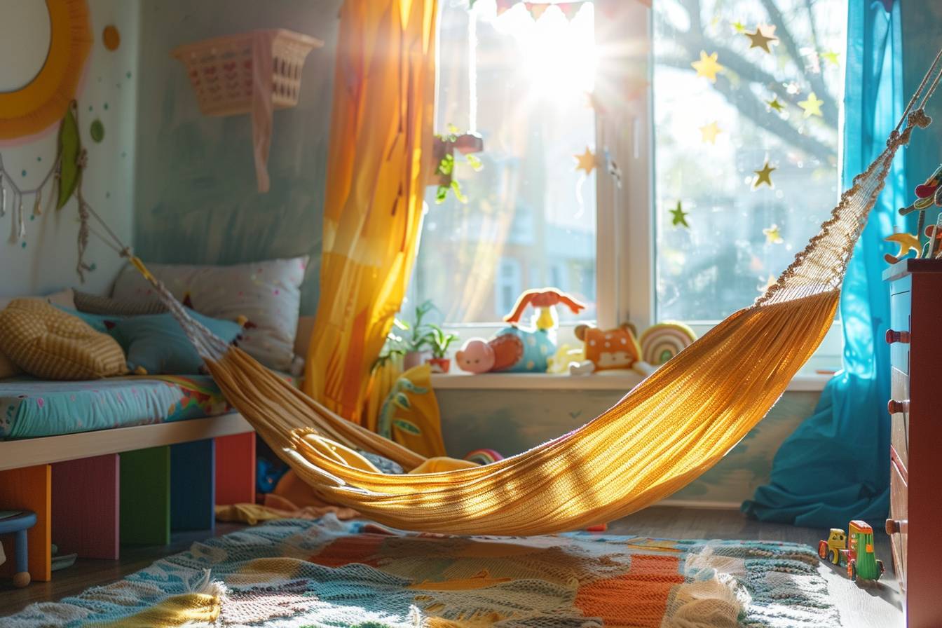 Chambre d'enfant écologique décorée avec créativité à partir de matériaux recyclés